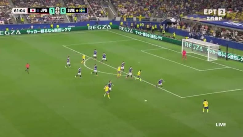 Ιαπωνία – Σουηδία: Το 1-0 των Ασιατών με τον Μαέντα και το 1-1 του Ελάνγκα (vid)